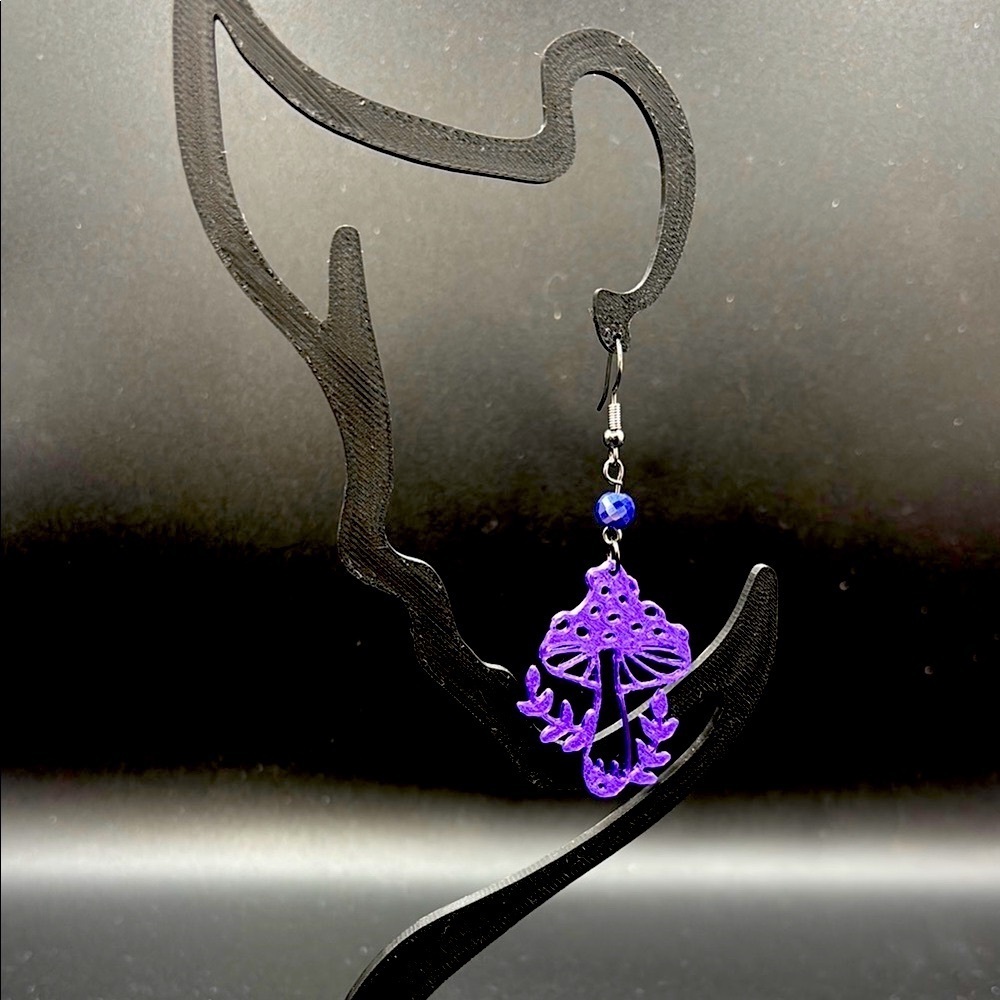 Purple Mushroom Earrings - Picture 5 of 6
